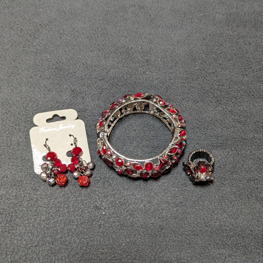 Ruby Red Crystal Jewelry Set